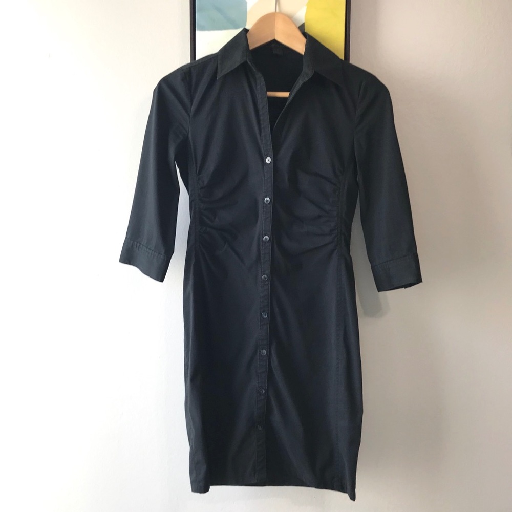 EXPRESS Black 3/4 Sleeve Shirt Dress